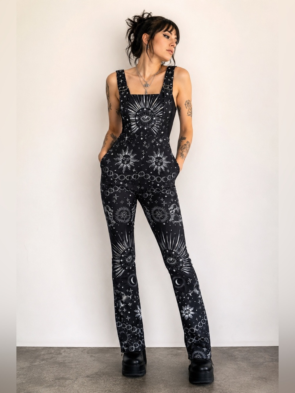 BlackMilk Celestial Astrology Print Jumpsuit Size XXS Like New Goth Festival